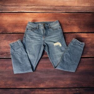 New York & Company Light Power Shaper Ankle Jeans in Distressed light blue